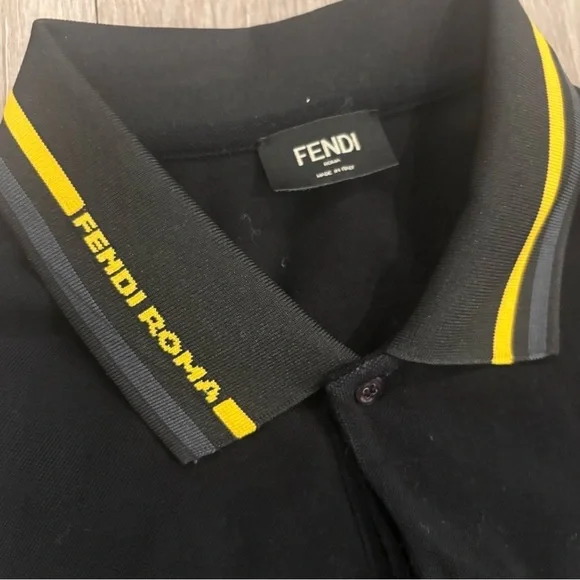 Fendi Black Polo with Yellow Trim